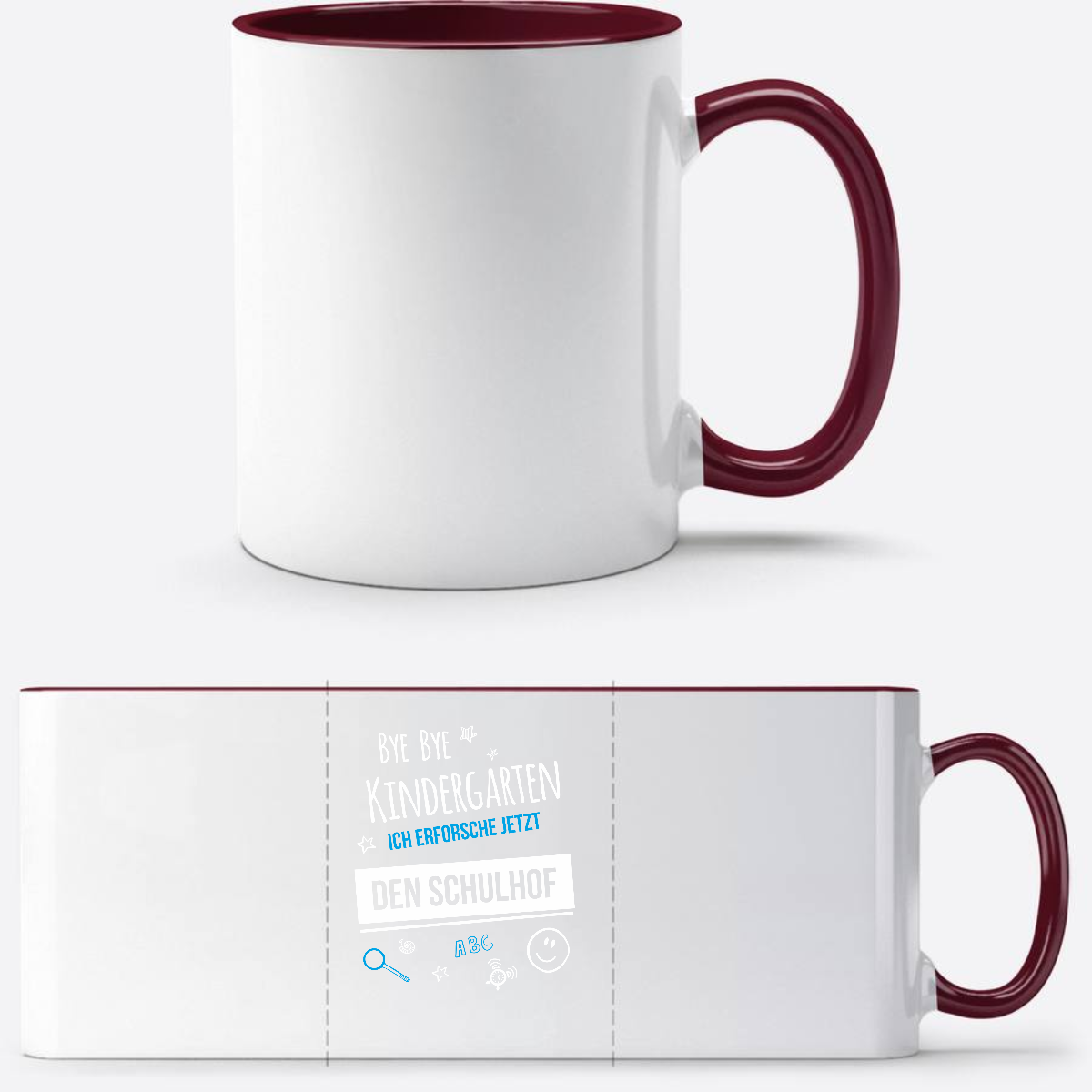 Einschulung Tasse – Bye Bye Kindergarten Schulhof - White/Bordeaux