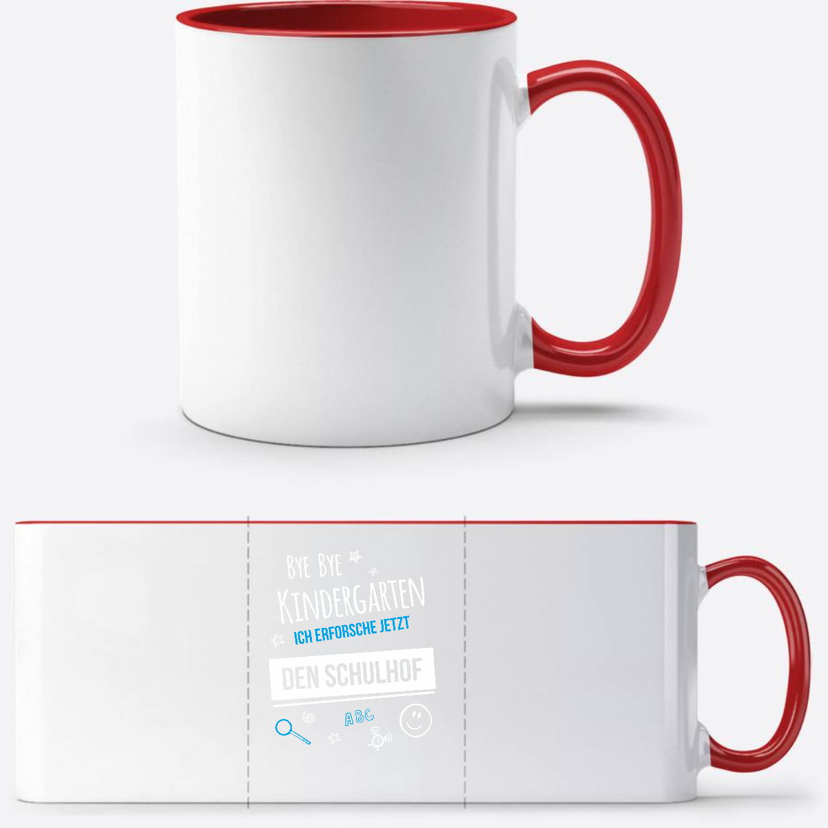 Einschulung Tasse – Bye Bye Kindergarten Schulhof - White/Red
