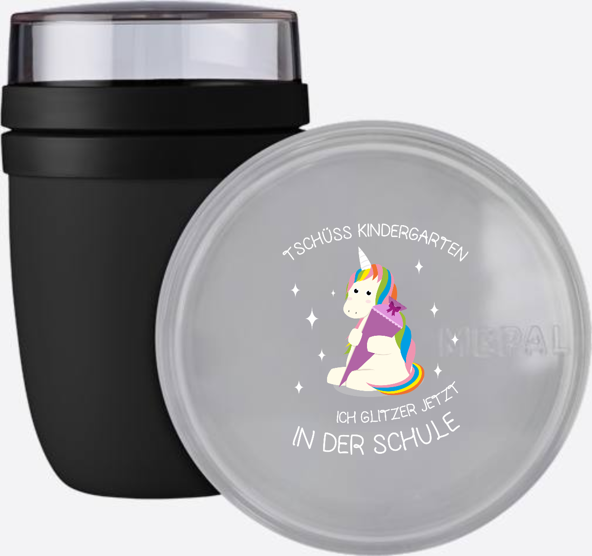 Einschulung Tasse Einhorn – Tschüss Kindergarten mit Name - Nordic Black