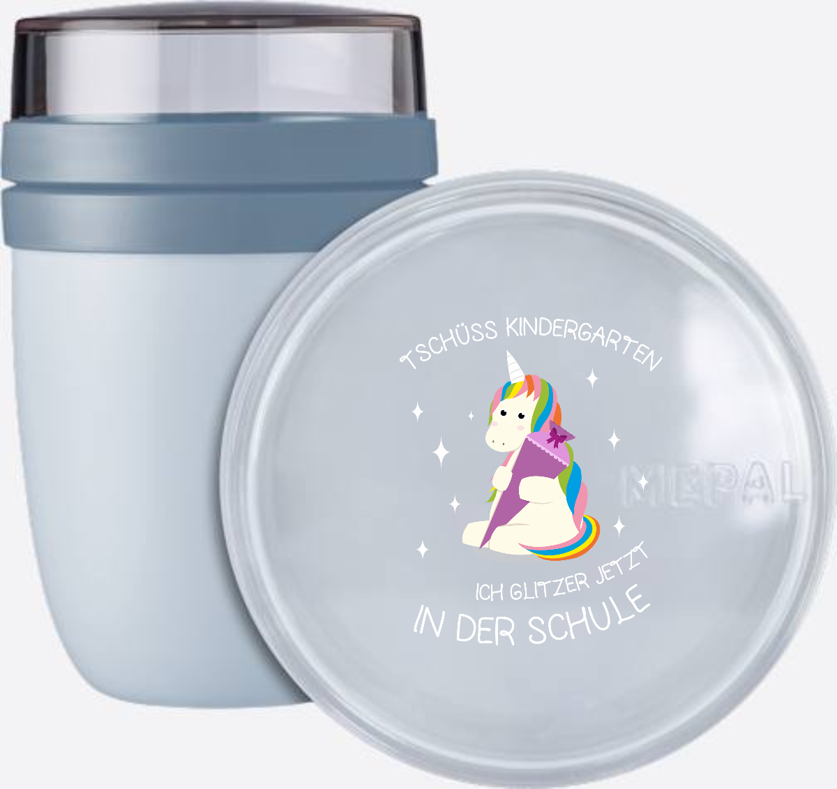 Einschulung Tasse Einhorn – Tschüss Kindergarten mit Name - Nordic Blue