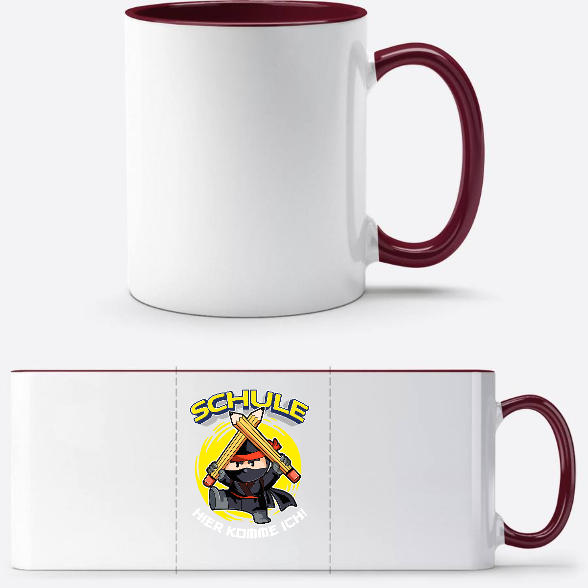 Einschulung Tasse Ninja – Schule hier komme ich! - White/Bordeaux