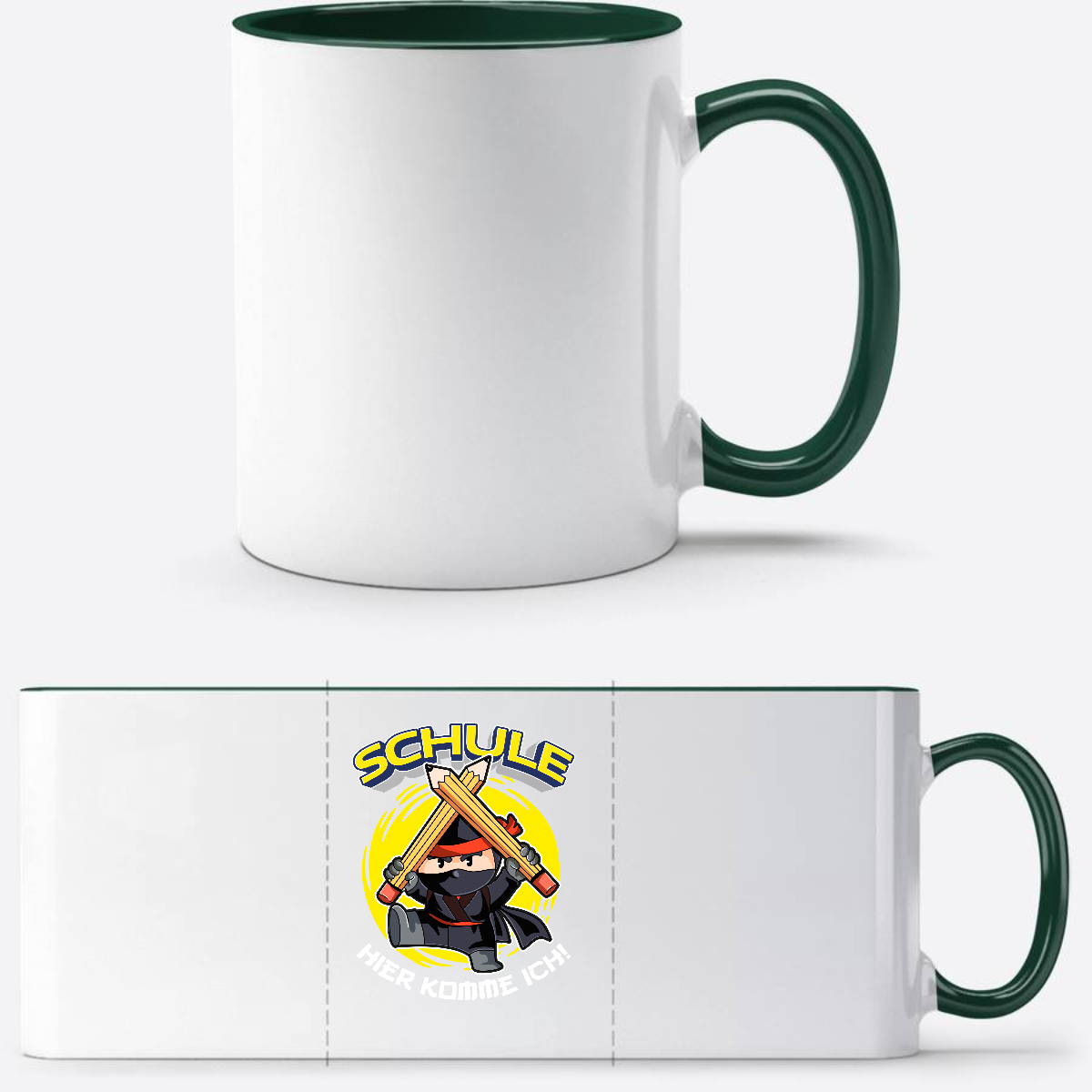 Einschulung Tasse Ninja – Schule hier komme ich! - White/Petrol