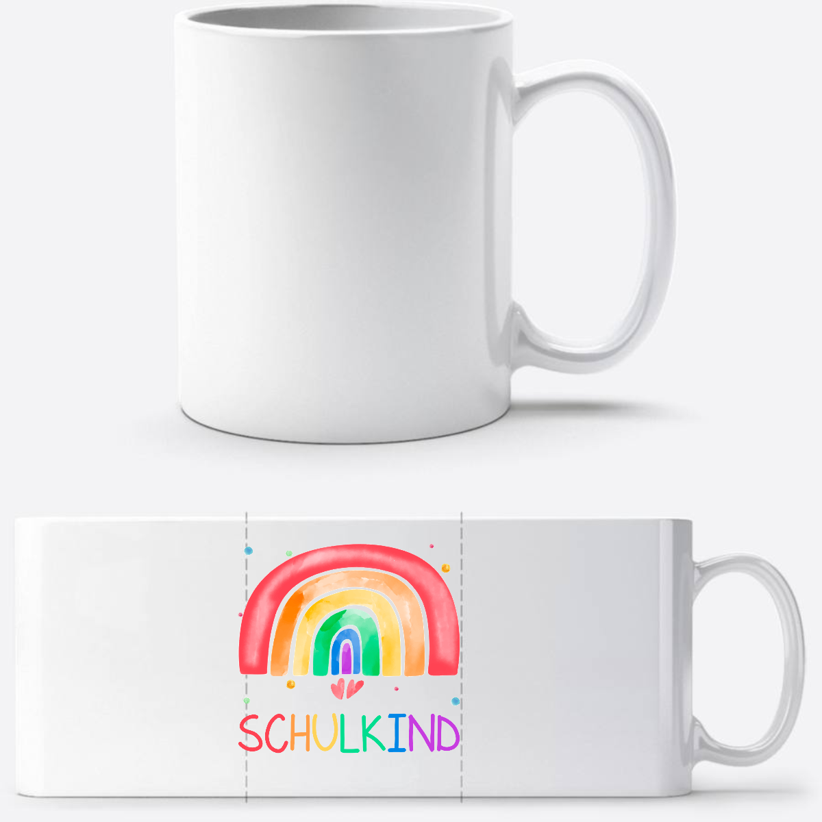 Einschulung Tasse Regenbogen Schulkind – Personalisiert mit Name - Weiß