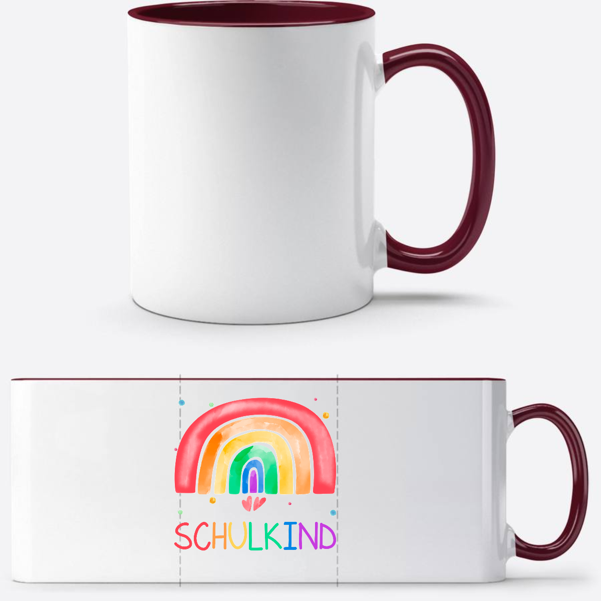 Einschulung Tasse Regenbogen Schulkind – Personalisiert mit Name - White/Bordeaux