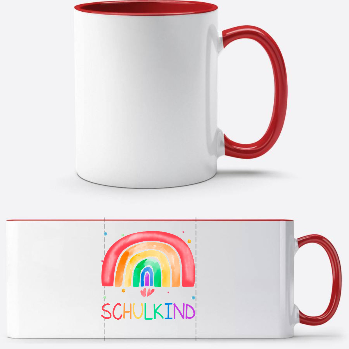 Einschulung Tasse Regenbogen Schulkind – Personalisiert mit Name - White/Red