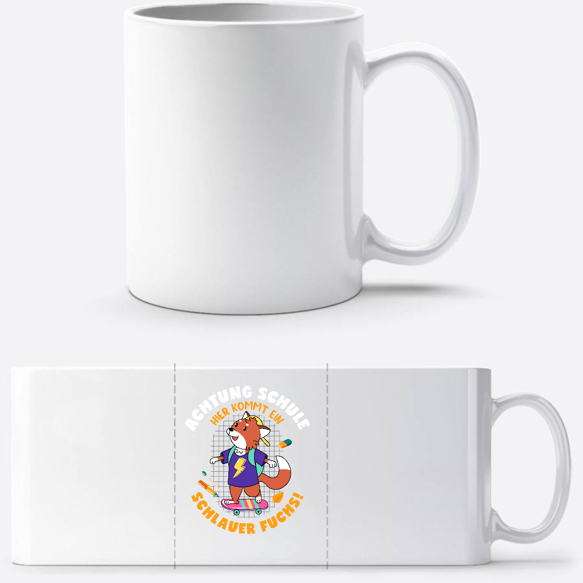Einschulung Tasse Schlauer Fuchs mit Wunschnamen - Weiß