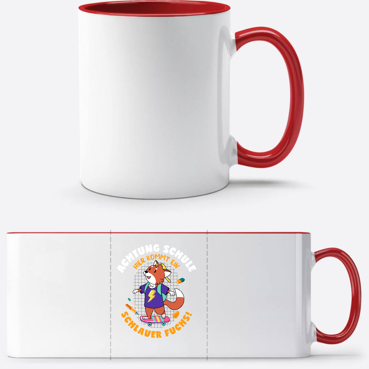 Einschulung Tasse Schlauer Fuchs mit Wunschnamen - White/Red