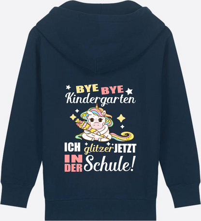 Einschulung Zip-Hoodie: Bye Bye Kindergarten Einhorn - French Navy