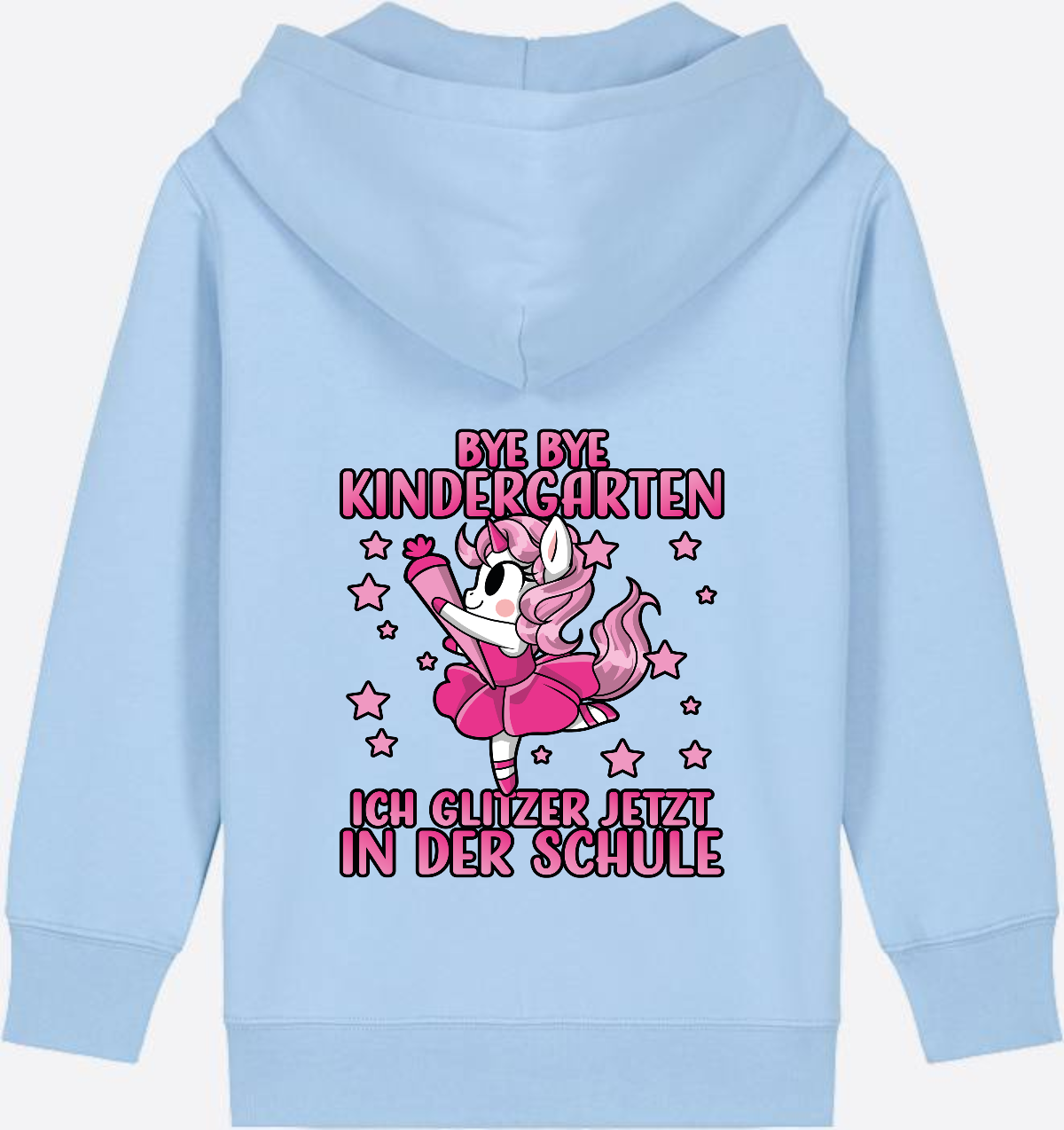 Einschulung Zip-Hoodie: Bye Bye Kindergarten Einhorn - Blue Soul