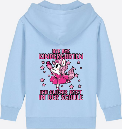 Einschulung Zip-Hoodie: Bye Bye Kindergarten Einhorn - Blue Soul
