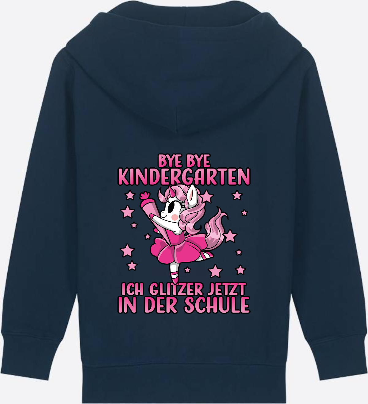 Einschulung Zip-Hoodie: Bye Bye Kindergarten Einhorn - French Navy
