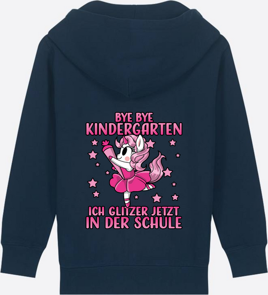 Einschulung Zip-Hoodie: Bye Bye Kindergarten Einhorn - French Navy