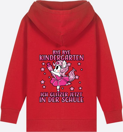 Einschulung Zip-Hoodie: Bye Bye Kindergarten Einhorn - Red