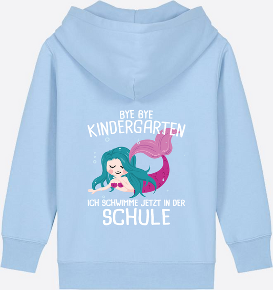 Einschulung Zip-Hoodie: Bye Bye Kindergarten, ich schwimme jetzt - Blue Soul