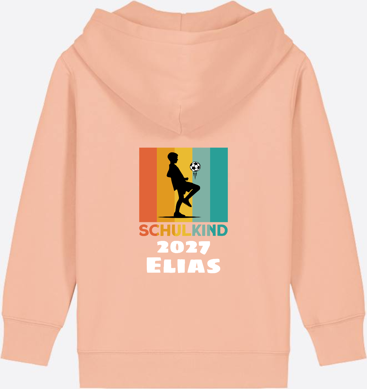 Einschulung Zip-Hoodie Fußball Retro weiß mit Wunschnamen - Fraiche Peche