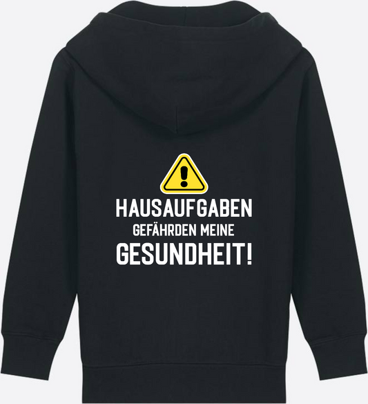 Einschulung Zip-Hoodie: Hausaufgaben gefährden meine Gesundheit - Black