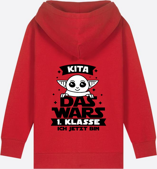 Einschulung Zip-Hoodie: Kita Das Wars – 1. Klasse ich jetzt bin - Red