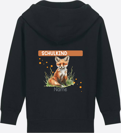 Einschulung Zip-Hoodie – Personalisiertes Geschenk mit Namen - Black