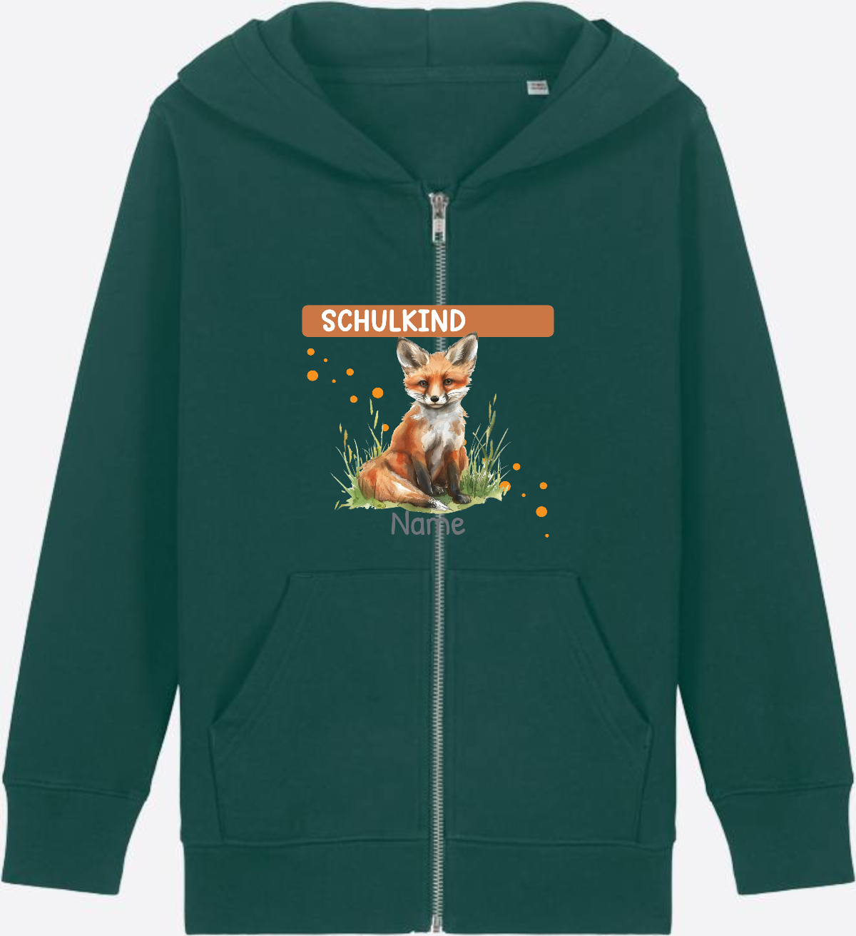 Einschulung Zip-Hoodie – Personalisiertes Geschenk mit Namen - Glazed Green Herzseite