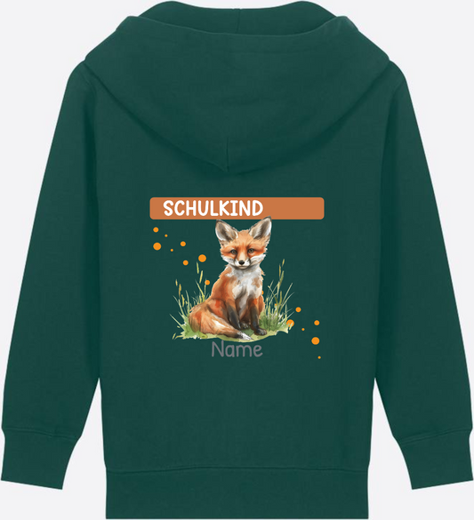 Einschulung Zip-Hoodie – Personalisiertes Geschenk mit Namen - Glazed Green