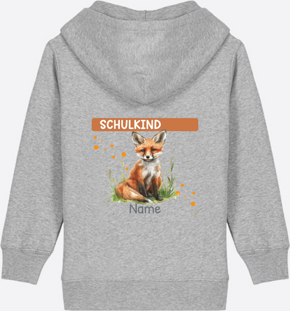 Einschulung Zip-Hoodie – Personalisiertes Geschenk mit Namen - Heather Grey