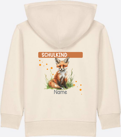 Einschulung Zip-Hoodie – Personalisiertes Geschenk mit Namen - Natural Raw