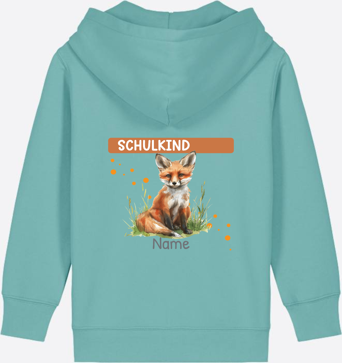Einschulung Zip-Hoodie – Personalisiertes Geschenk mit Namen - Teal Monstera
