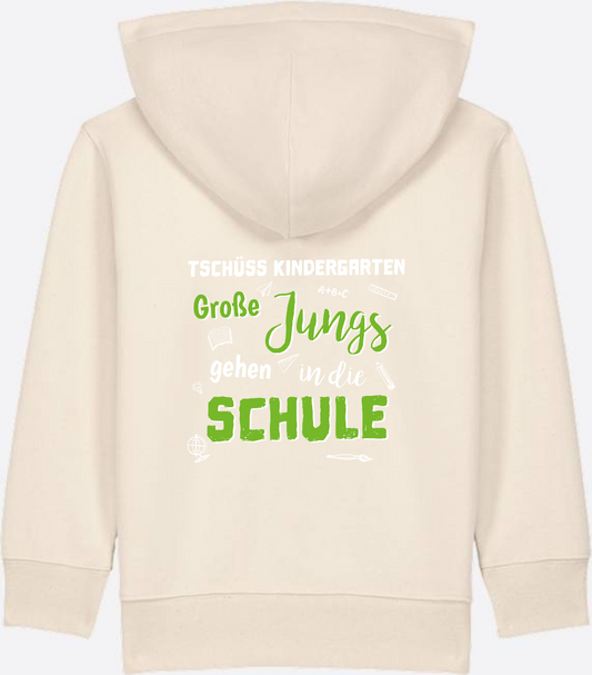 Einschulung Zip-Hoodie: Tschüss Kindergarten Große Jungs - Natural Raw