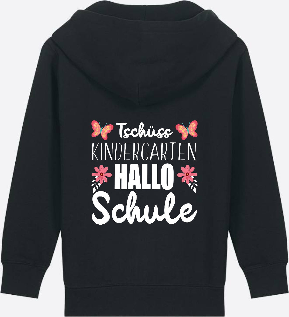 Einschulung Zip-Hoodie – Tschüss Kindergarten, Hallo Schule - Black