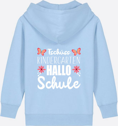 Einschulung Zip-Hoodie – Tschüss Kindergarten, Hallo Schule - Blue Soul