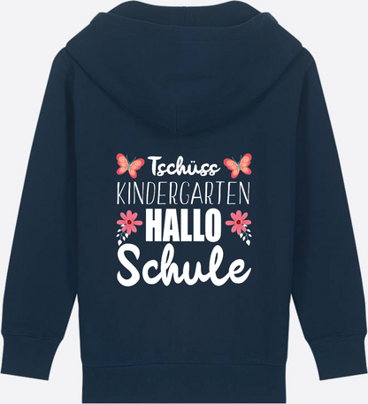 Einschulung Zip-Hoodie – Tschüss Kindergarten, Hallo Schule - French Navy