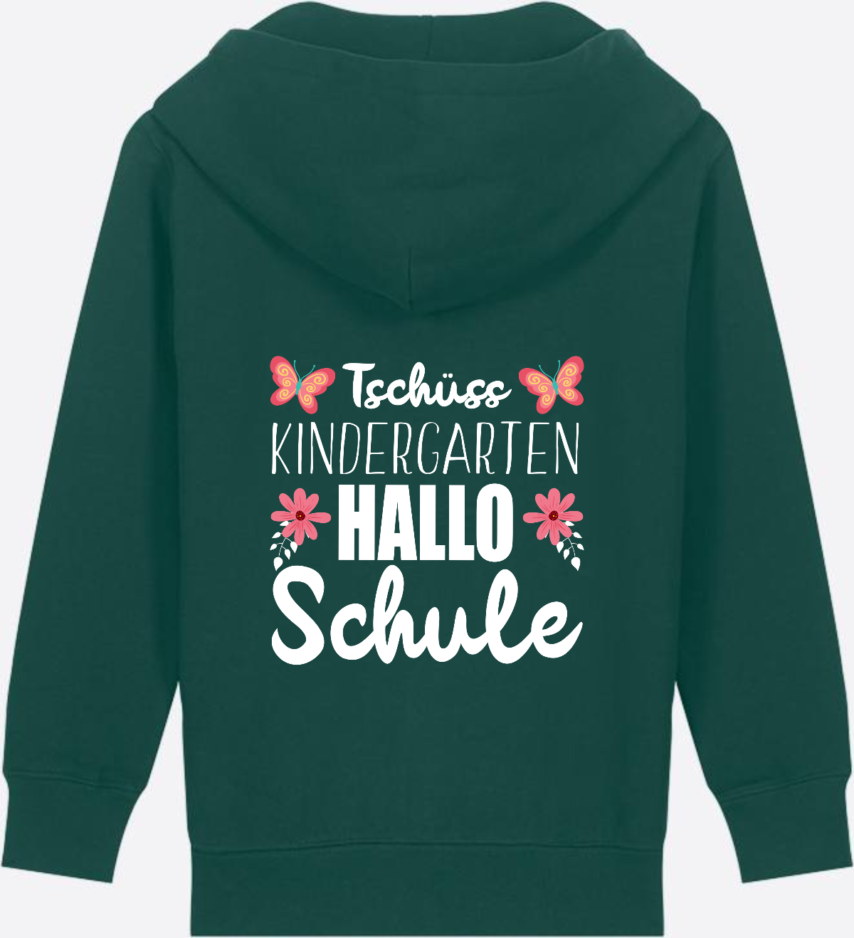 Einschulung Zip-Hoodie – Tschüss Kindergarten, Hallo Schule - Glazed Green