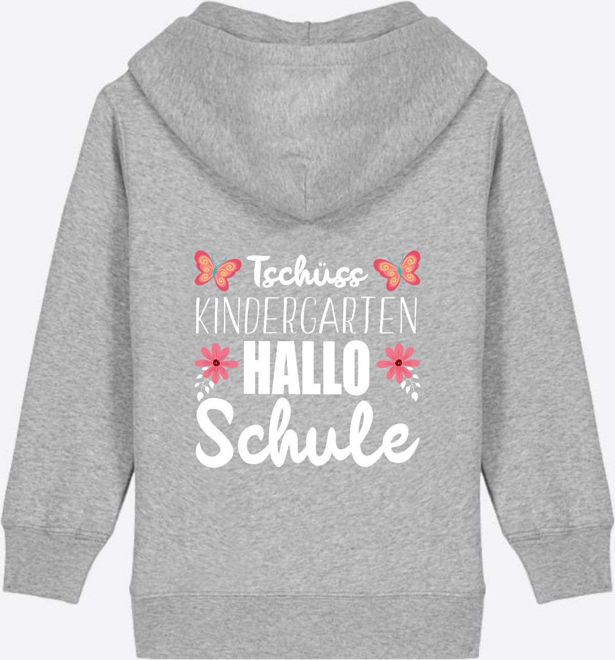 Einschulung Zip-Hoodie – Tschüss Kindergarten, Hallo Schule - Heather Grey