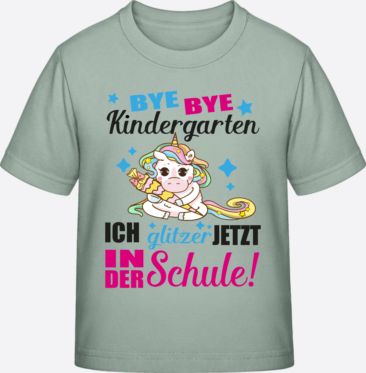 Einschulungs-T-Shirt Einhorn: Ich glitzer jetzt in der Schule - Aloe