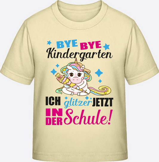 Einschulungs-T-Shirt Einhorn: Ich glitzer jetzt in der Schule - Butter