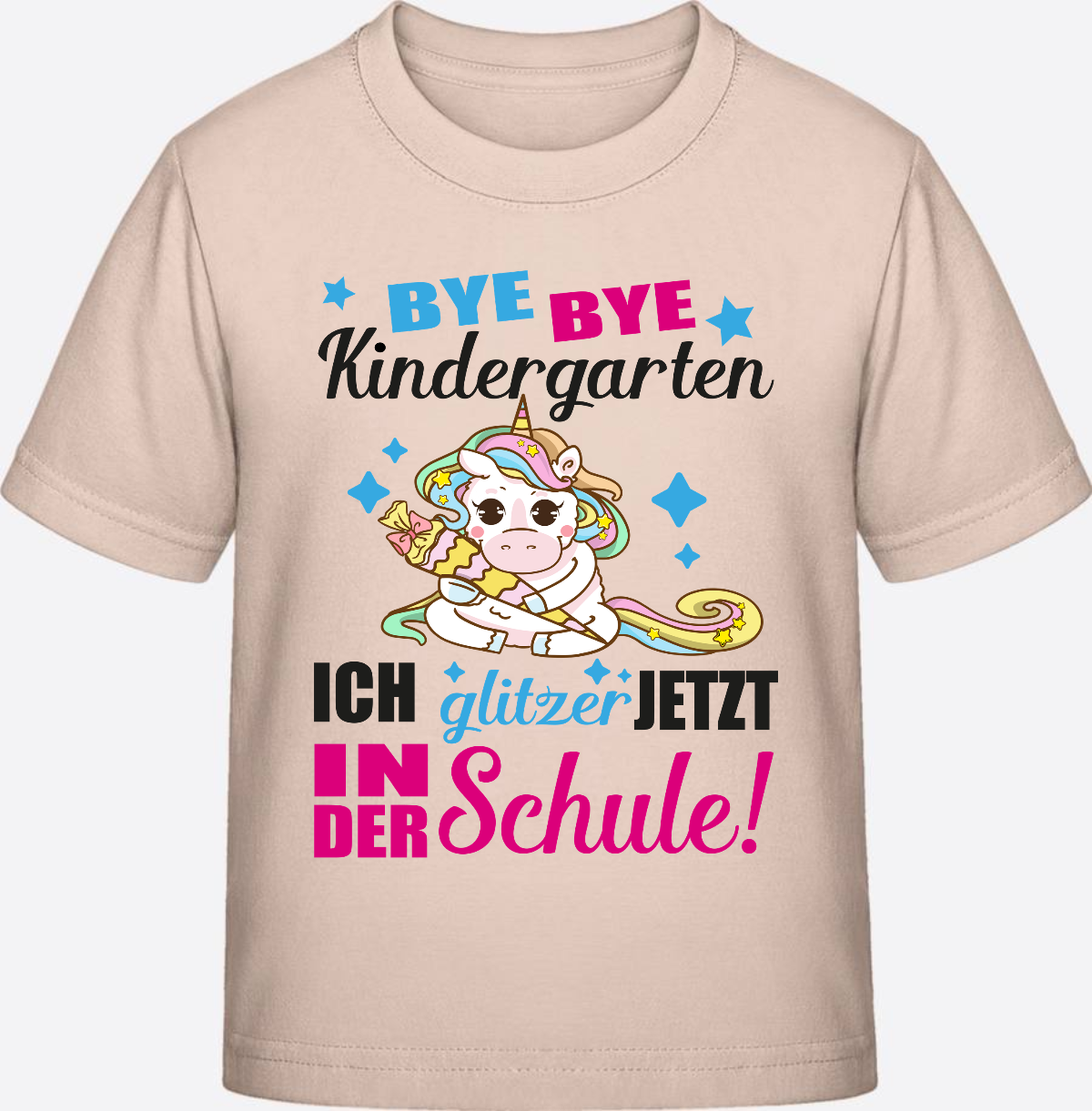 Einschulungs-T-Shirt Einhorn: Ich glitzer jetzt in der Schule - Eco-Heather