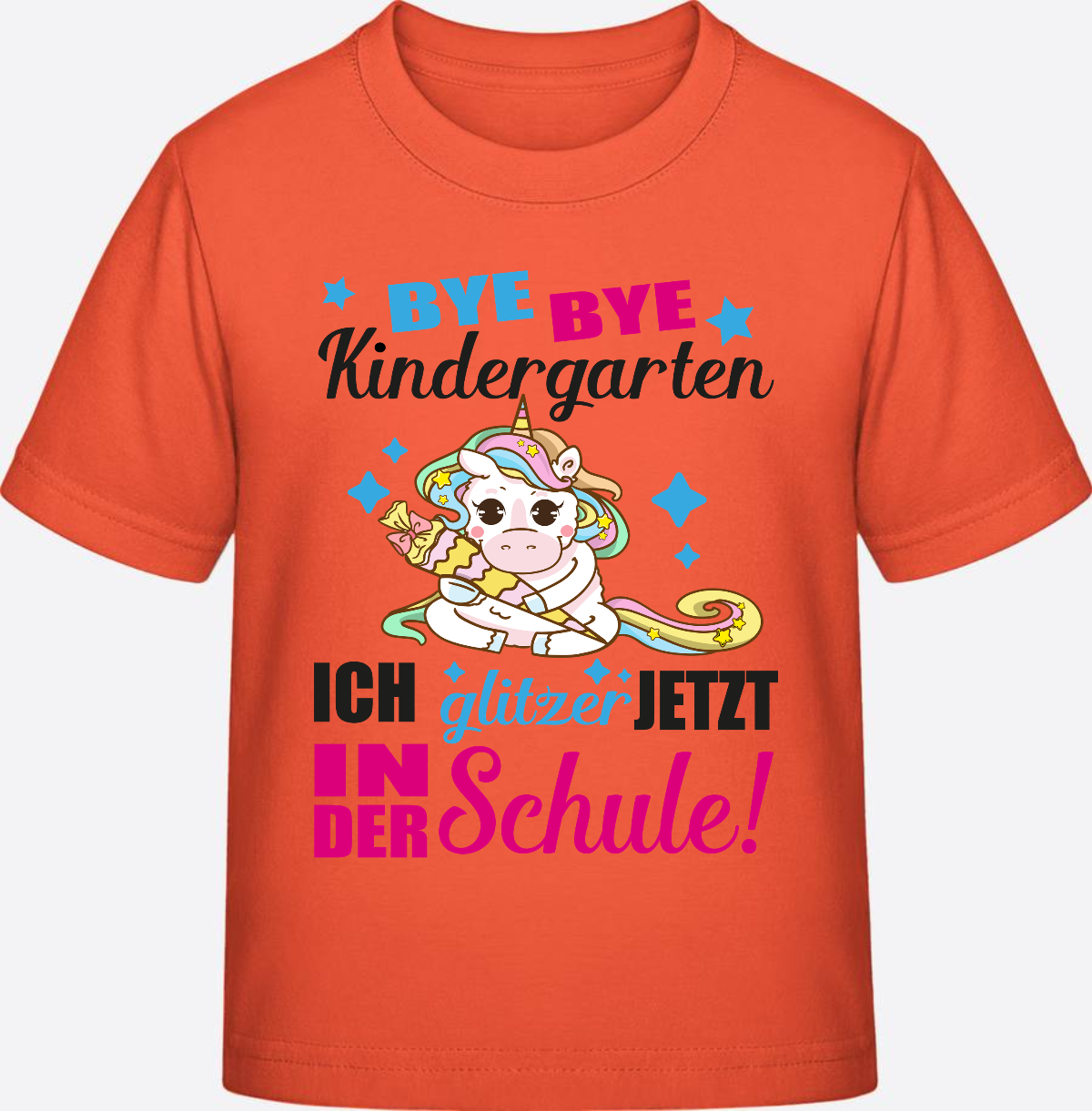 Einschulungs-T-Shirt Einhorn: Ich glitzer jetzt in der Schule - Fiesta