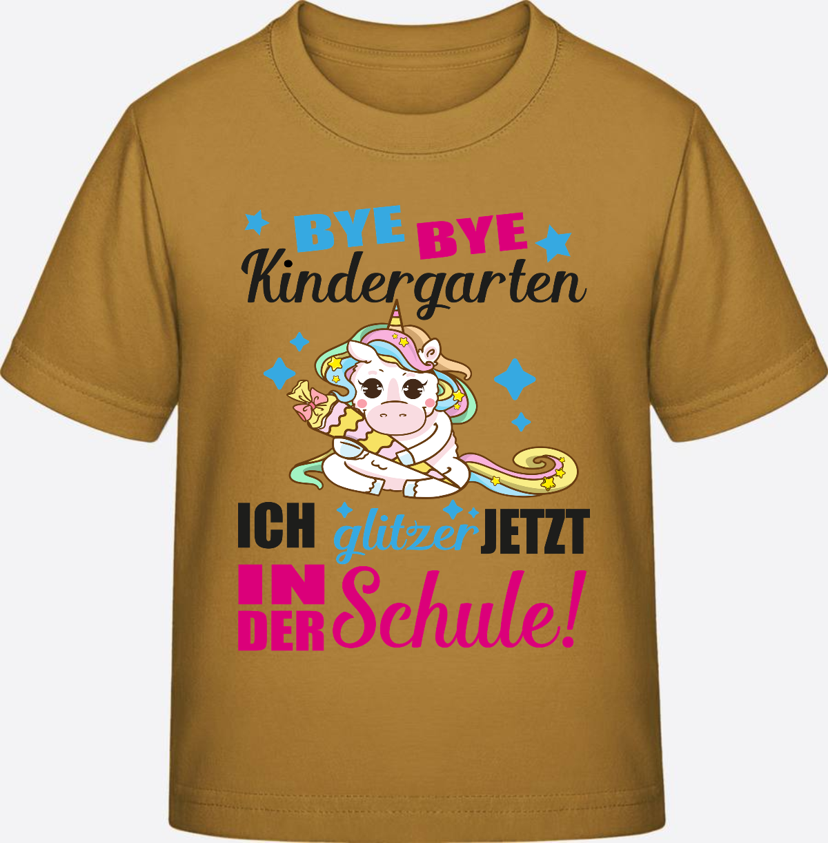 Einschulungs-T-Shirt Einhorn: Ich glitzer jetzt in der Schule - Ochre