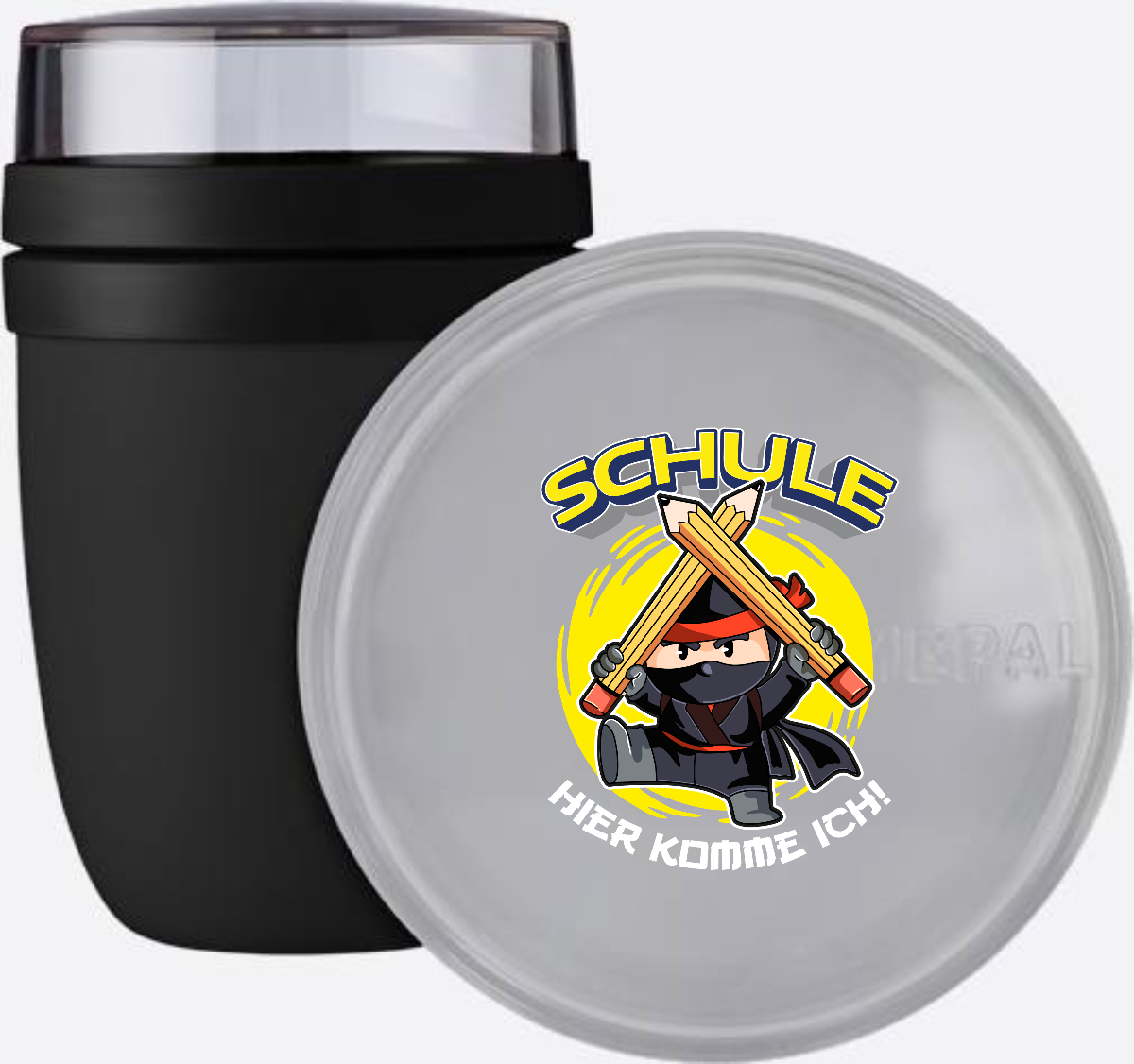 Einschulungstasse Ninja – Schule hier komme ich! mit Name - Nordic Black