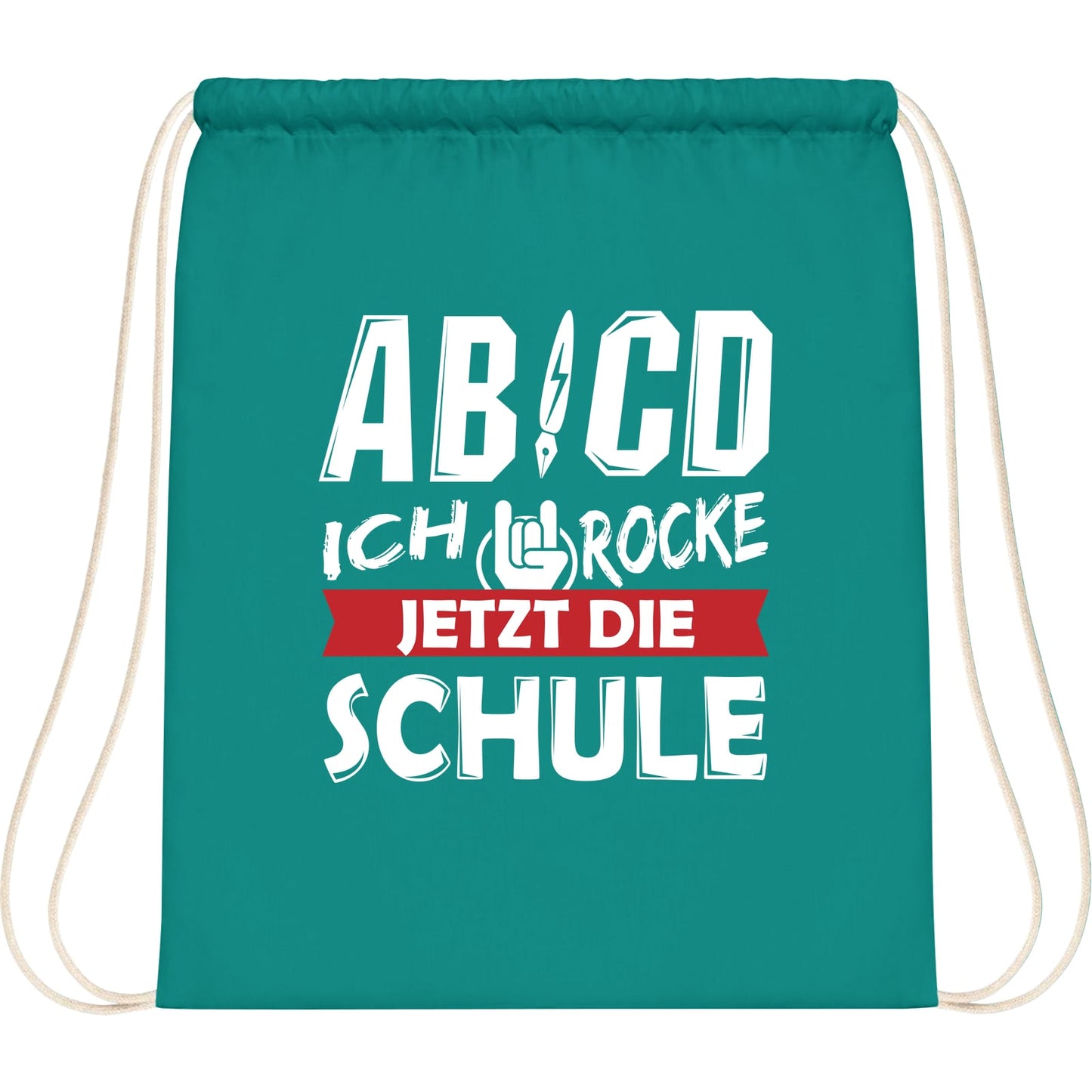 Turnbeutel Einschulung Rocker-Hand – Ich rocke jetzt die Schule