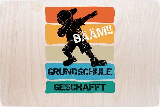 Erinnerungsbox Bääm Grundschule geschafft mit Name - Holz