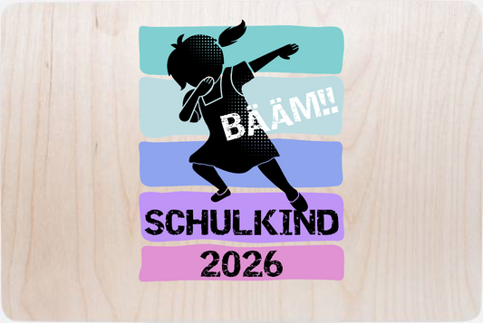 Erinnerungsbox Bääm!! Schulkind 2026 Mädchen mit Name - Holz