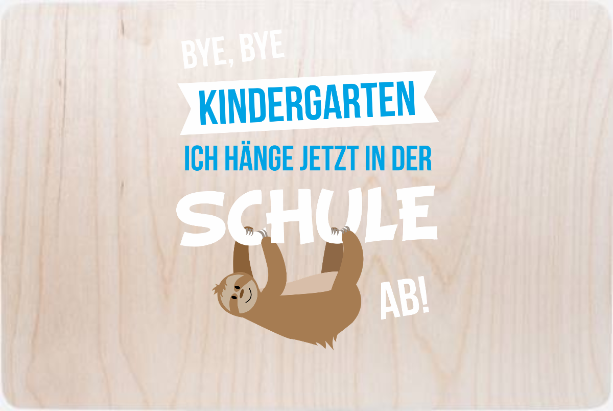 Erinnerungsbox Bye Bye Kindergarten mit Name zur Einschulung - Holz