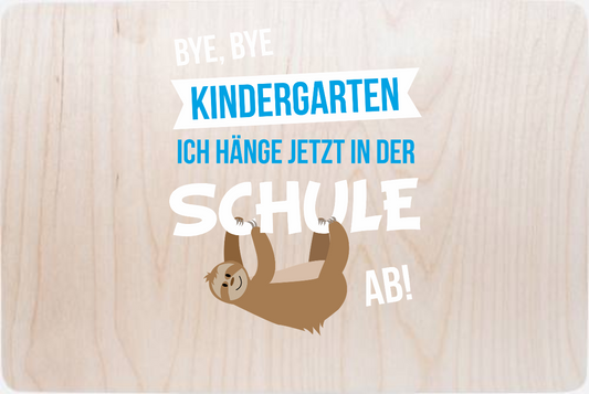 Erinnerungsbox Bye Bye Kindergarten mit Name zur Einschulung - Holz