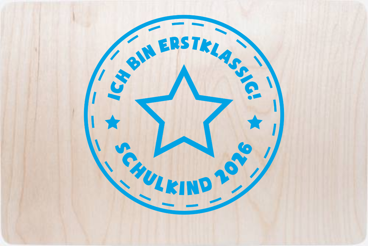 Erinnerungsbox Einschulung 2025 – Erstklassig Stern Hellblau - Holz