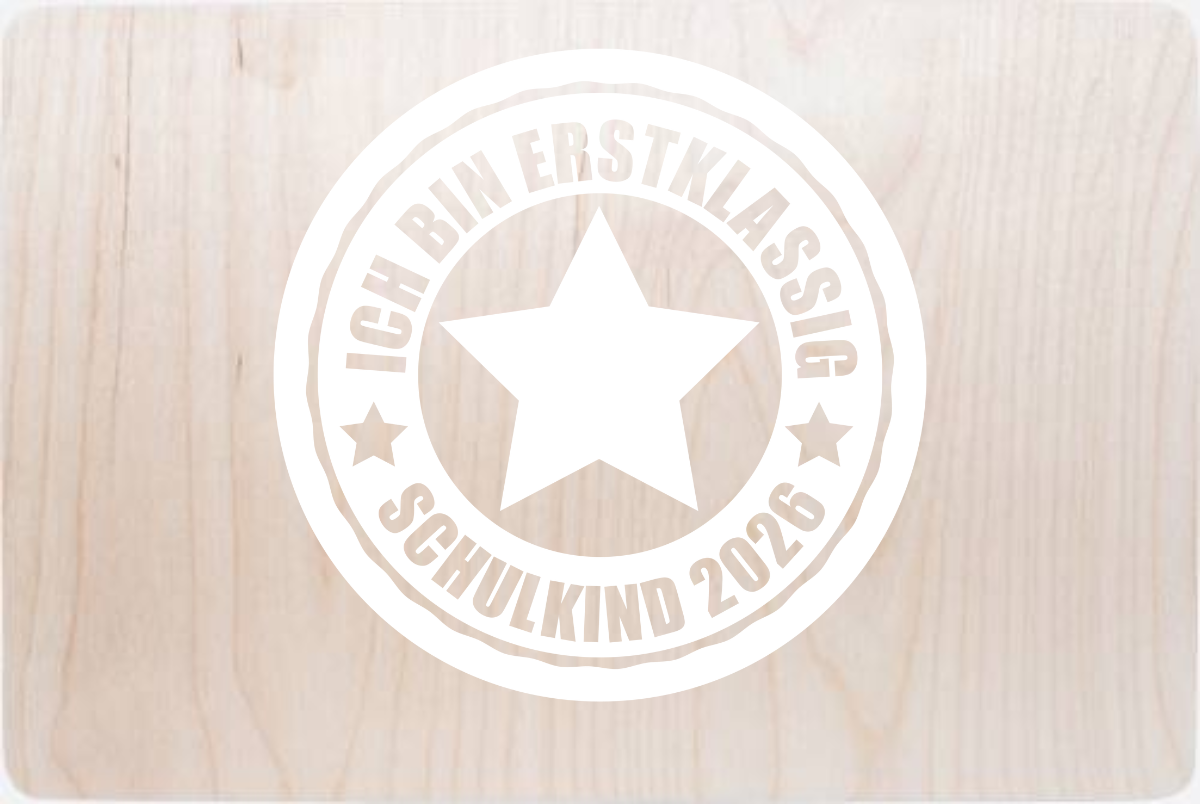Erinnerungsbox Einschulung 2026 – Ich bin erstklassig mit Name - Holz