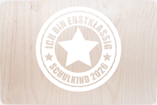 Erinnerungsbox Einschulung 2026 – Ich bin erstklassig mit Name - Holz