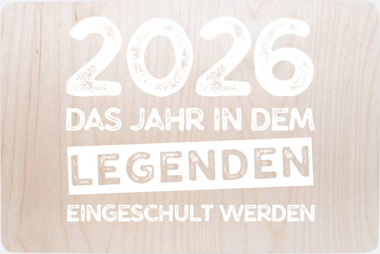 Erinnerungsbox Einschulung 2026 – Legenden werden eingeschult - Holz