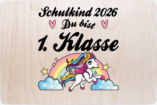 Erinnerungsbox Einschulung 2026 mit Name - Pferd Erstklassig - Holz