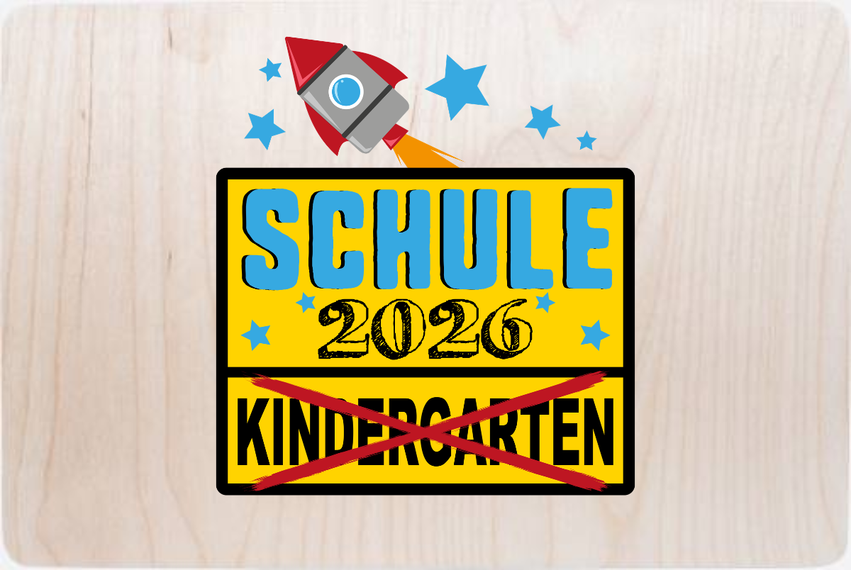 Erinnerungsbox Einschulung 2026 – Ortsschild Rakete mit Name - Holz